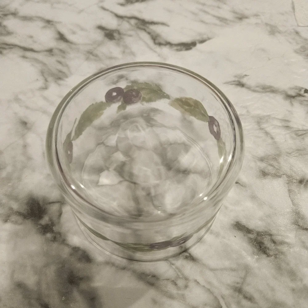 Vintage Clear Glass‎ Grape & Leaf Dessert Bowl | Small Serving Bowl